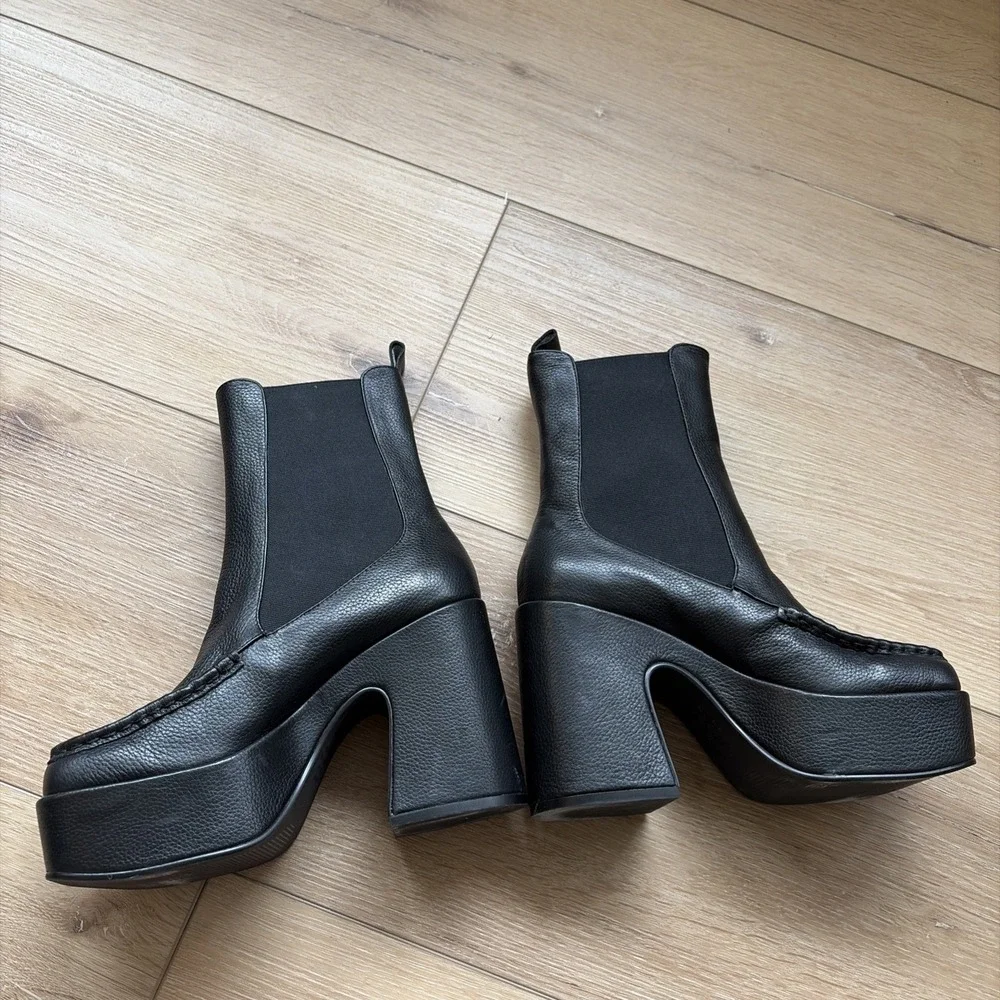 Intentionally Blank Celeste Leather Chelsea Platform Boots Sz 6‎ Black Y2K Style